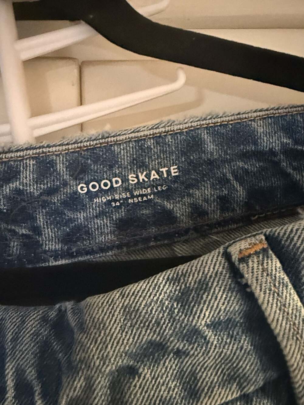 Good American Good Skate High-Rise Wide Leg Jeans 34" Inseam Blue Denim - Picture 2 of 3
